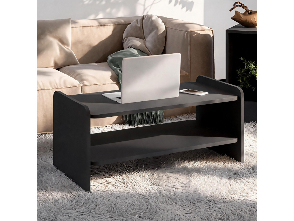 "Amon" Wooden Coffee Table - 89.8 x 39.8 x 44.8 cm - Anthracite