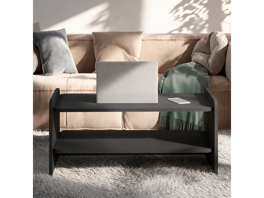 "Amon" Wooden Coffee Table - 89.8 x 39.8 x 44.8 cm - Anthracite