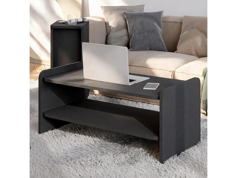 "Amon" Wooden Coffee Table - 89.8 x 39.8 x 44.8 cm - Anthracite