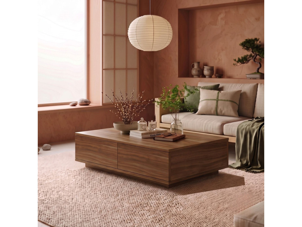 "Ave14" Wooden Coffee Table - 90 x 28.6 x 60 cm - Walnut
