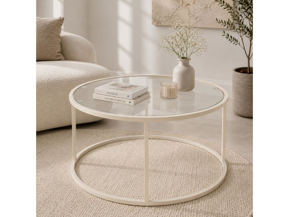 "Beige-Trs-80-Nrd-Srk" Wooden Coffee Table - 80 x 80 x 43 cm - Beige