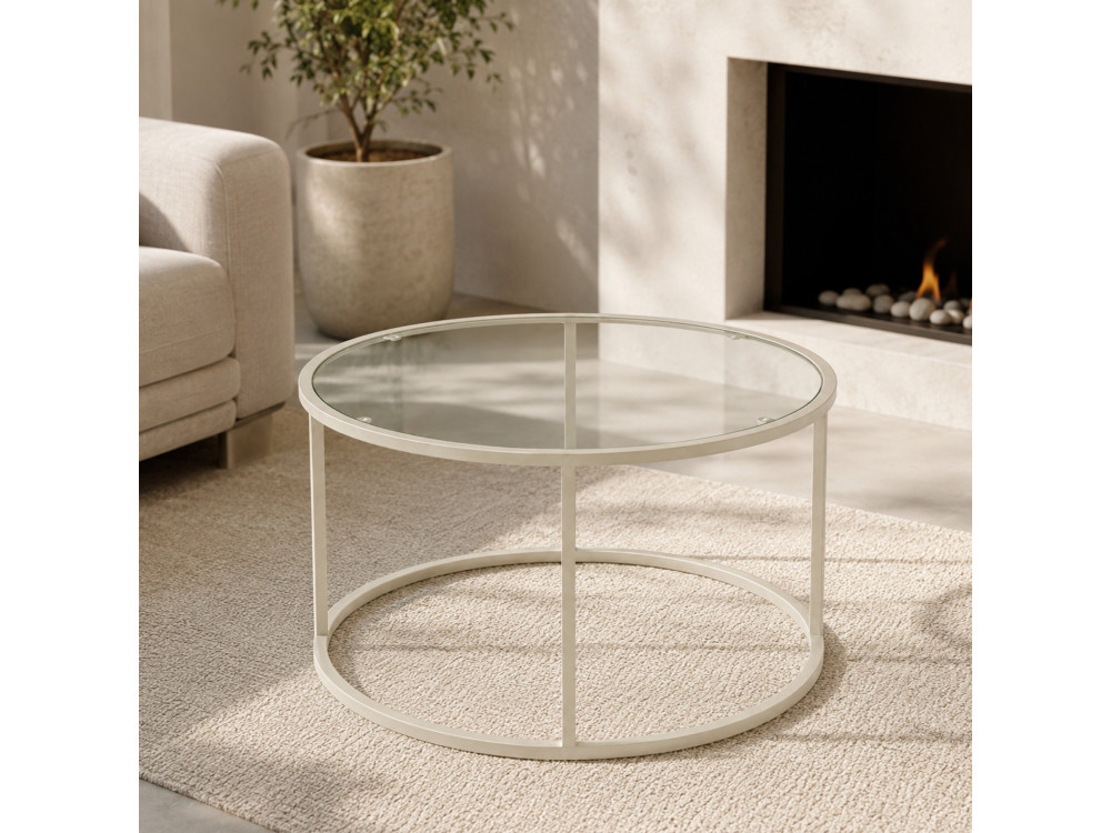 "Beige-Trs-80-Nrd-Srk" Wooden Coffee Table - 80 x 80 x 43 cm - Beige