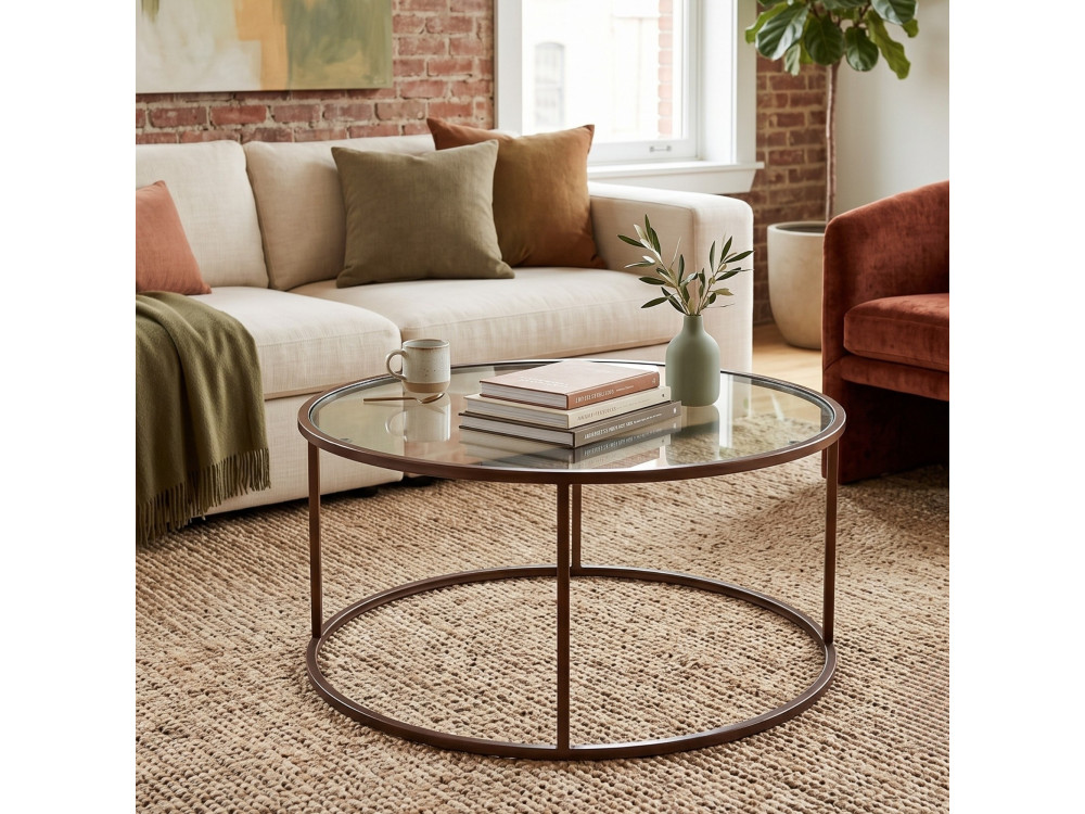 "Brown-Trs-80-Nrd-Srk" Wooden Coffee Table - 80 x 80 x 43 cm - Brown