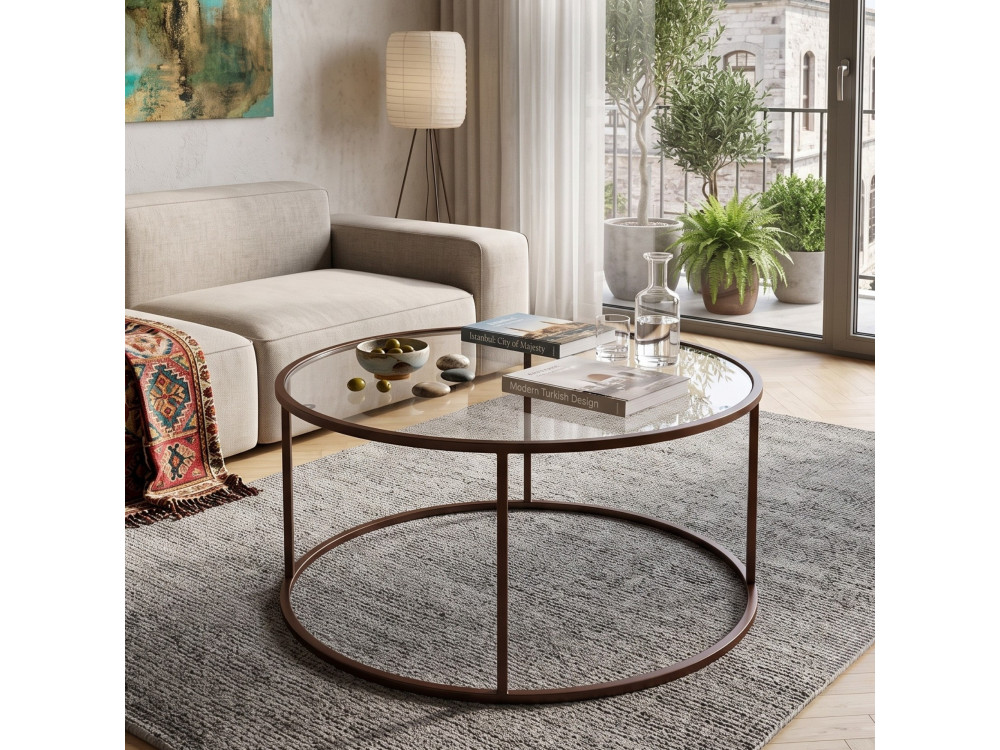 "Brown-Trs-80-Nrd-Srk" Wooden Coffee Table - 80 x 80 x 43 cm - Brown
