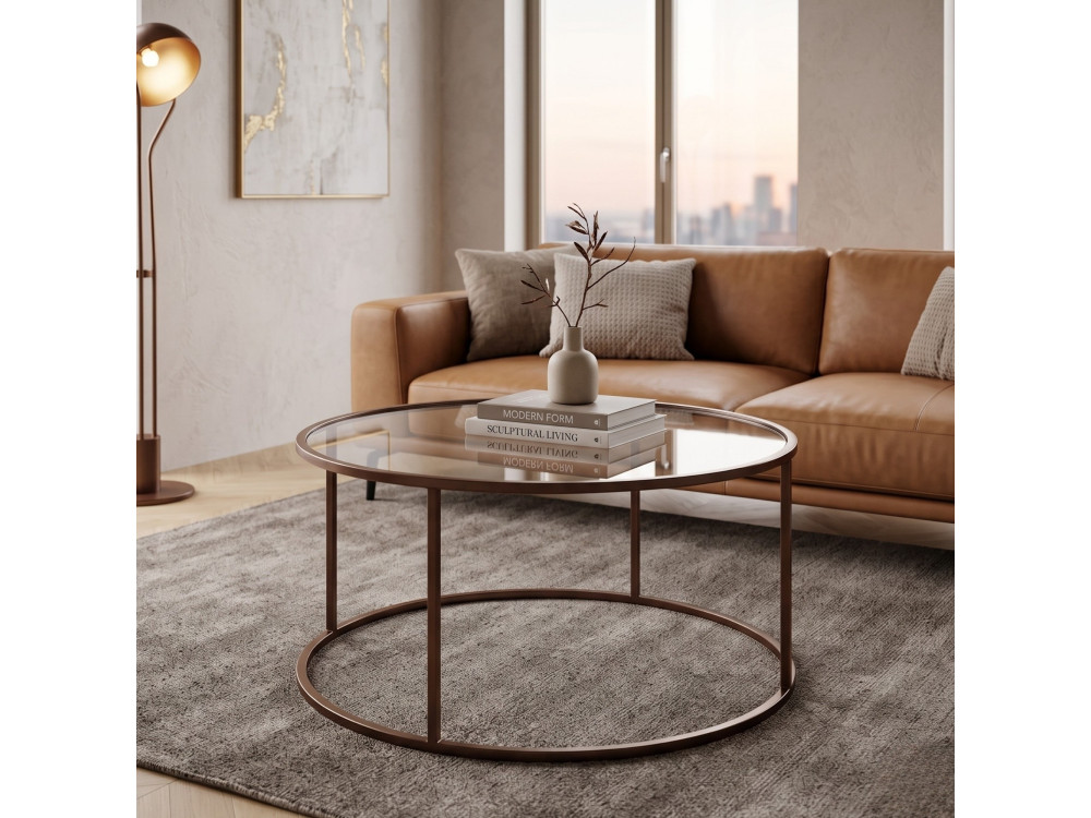 "Brown-Trs-80-Nrd-Srk" Wooden Coffee Table - 80 x 80 x 43 cm - Brown