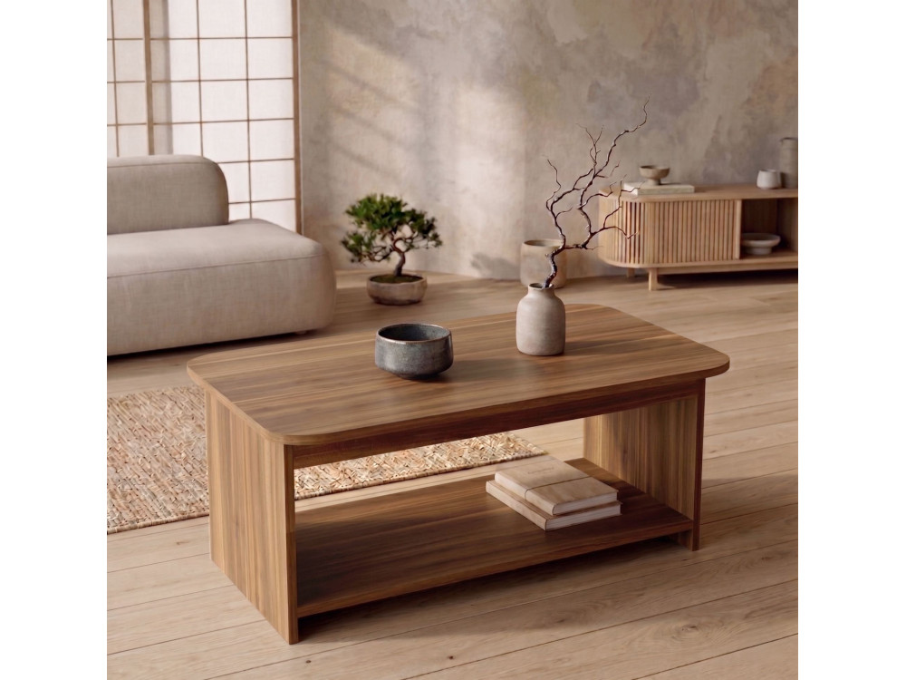 "Chb1" Wooden Coffee Table - 100 x 41.8 x 50 cm - Walnut