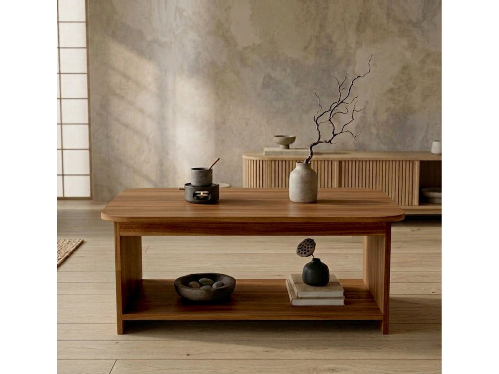 "Chb1" Wooden Coffee Table - 100 x 41.8 x 50 cm - Walnut