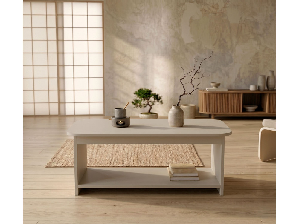 "Chb1" Wooden Coffee Table - 100 x 50 x 42 cm - Cashmere