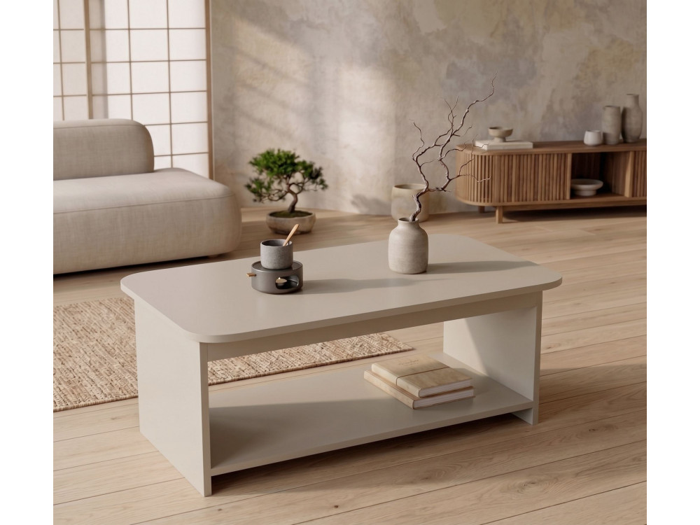 "Chb1" Wooden Coffee Table - 100 x 50 x 42 cm - Cashmere