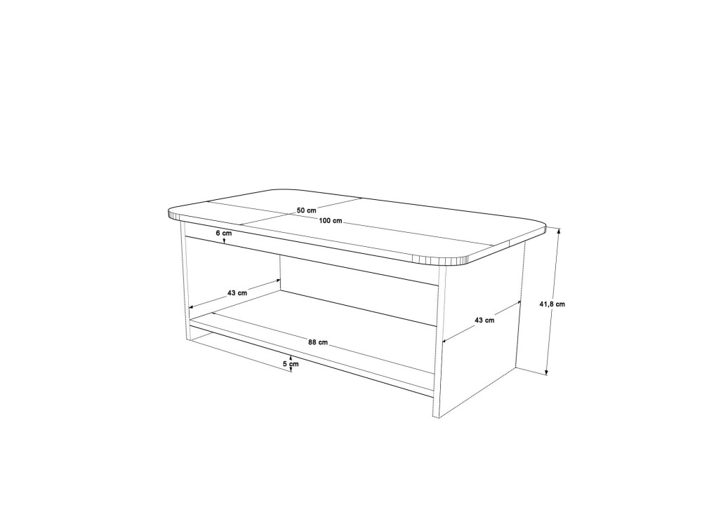 "Chb1" Wooden Coffee Table - 100 x 50 x 42 cm - Travertine