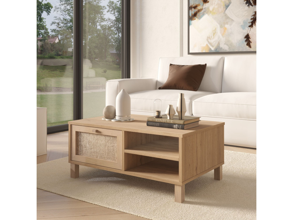 "Dune" Wooden Coffee Table - 90 x 60 x 39 cm - Oak