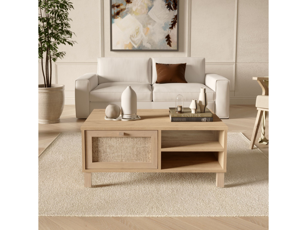 "Dune" Wooden Coffee Table - 90 x 60 x 39 cm - Oak