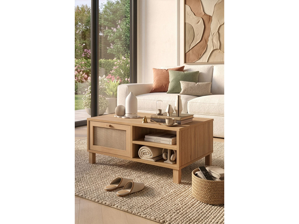 "Dune" Wooden Coffee Table - 90 x 60 x 39 cm - Oak