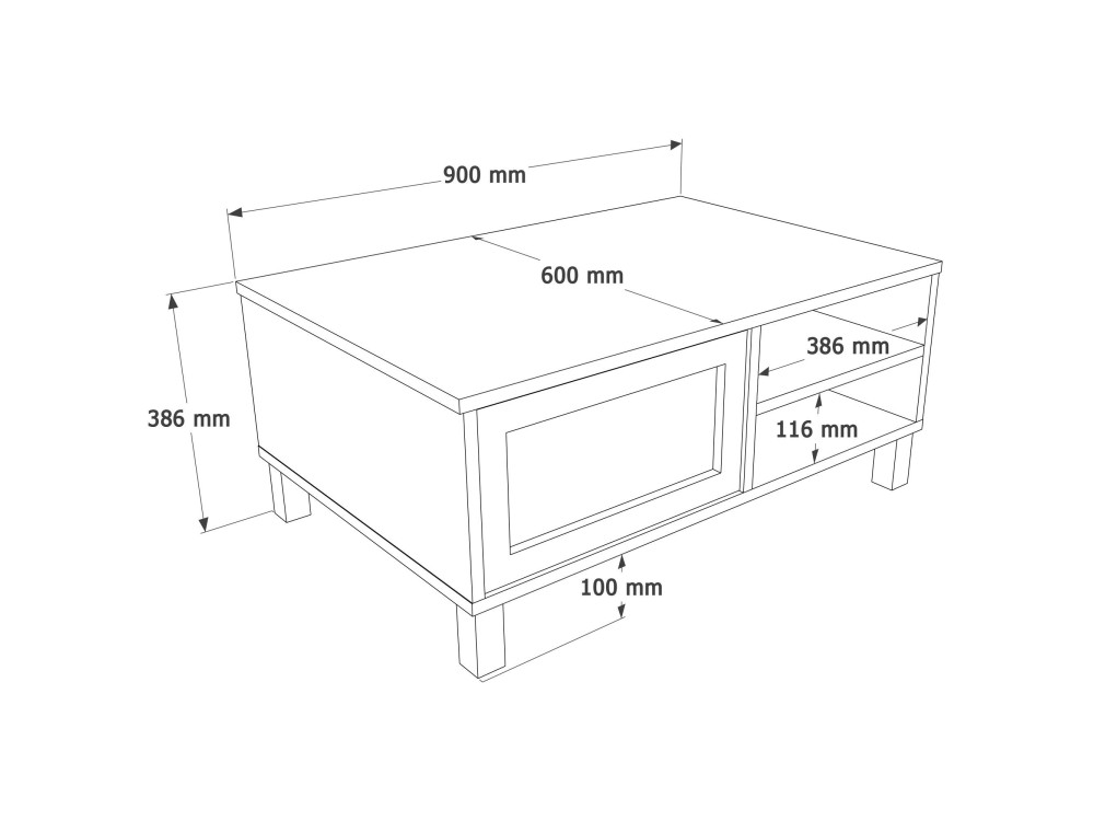 "Dune" Wooden Coffee Table - 90 x 60 x 39 cm - Oak