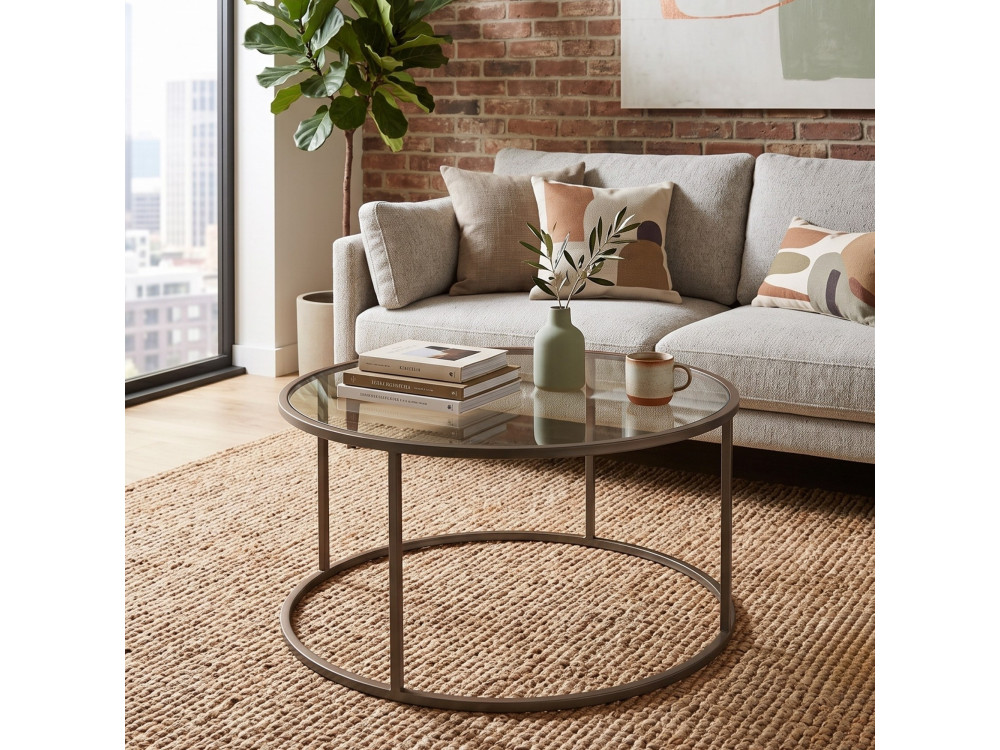 "Grey-Trs-80-Nrd-Srk" Wooden Coffee Table - 80 x 80 x 43 cm - Gray
