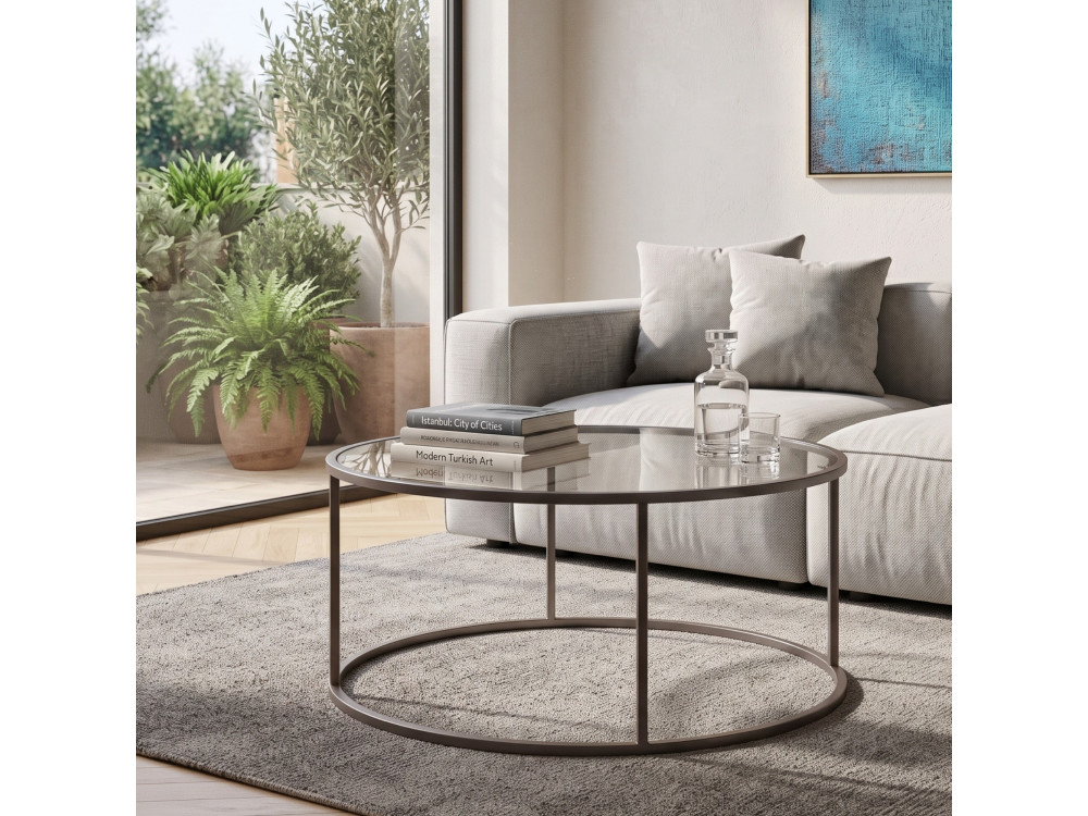"Grey-Trs-80-Nrd-Srk" Wooden Coffee Table - 80 x 80 x 43 cm - Gray