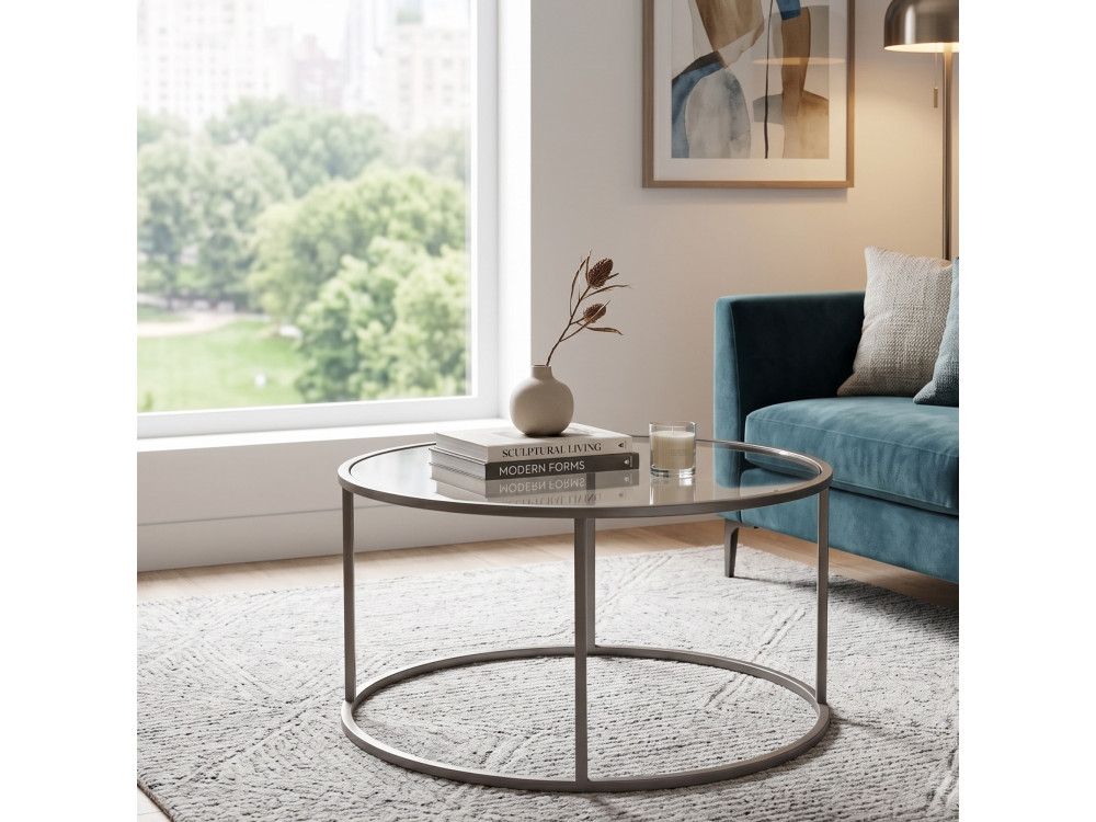 "Grey-Trs-80-Nrd-Srk" Wooden Coffee Table - 80 x 80 x 43 cm - Gray