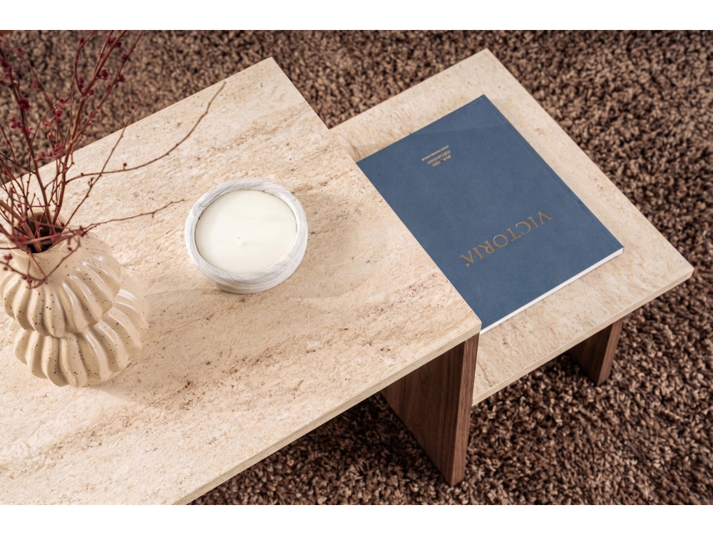 "Harmony" Wooden Coffee Table - 80 x 40 x 40 cm - Travertine