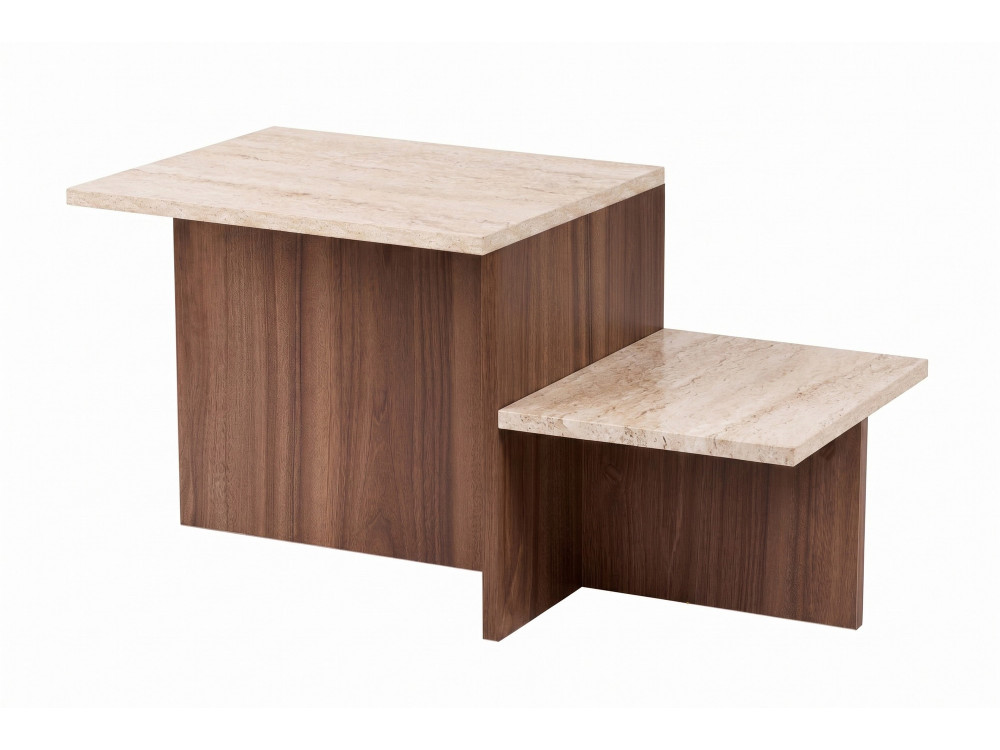 "Harmony" Wooden Coffee Table - 80 x 40 x 40 cm - Travertine