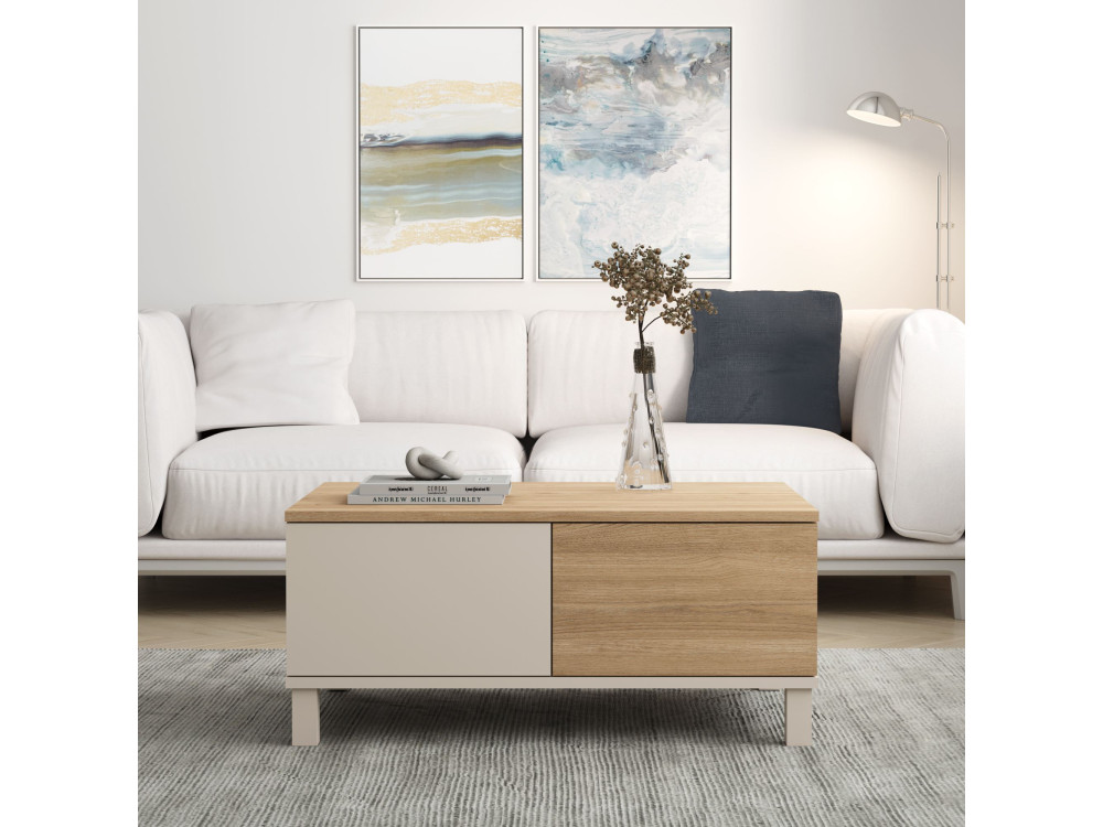 "Mood" Wooden Coffee Table - 90 x 60 x 40 cm - Sand