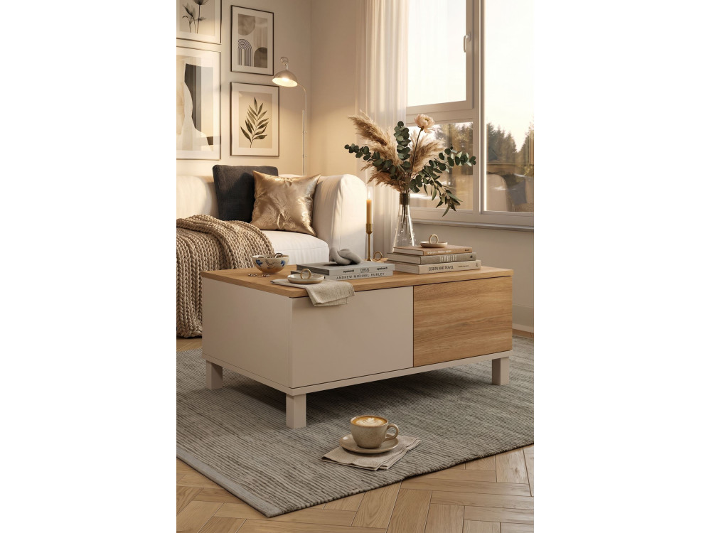"Mood" Wooden Coffee Table - 90 x 60 x 40 cm - Sand