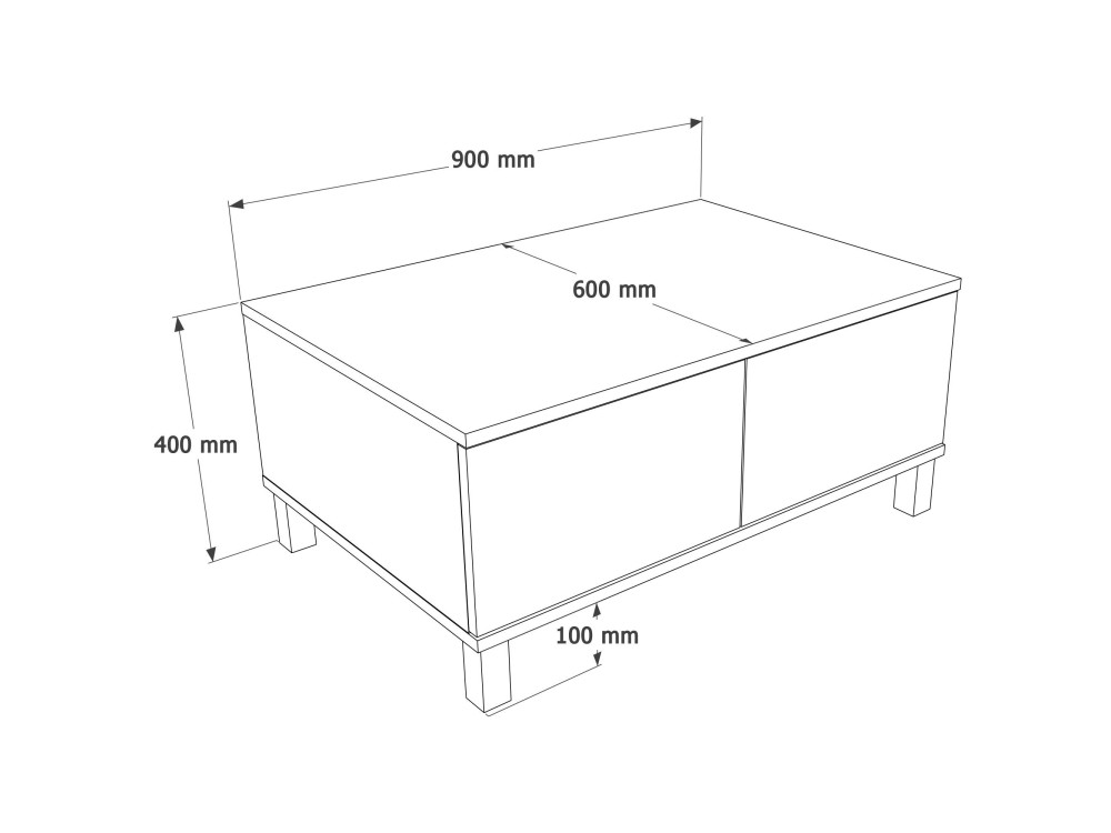 "Mood" Wooden Coffee Table - 90 x 60 x 40 cm - Sand
