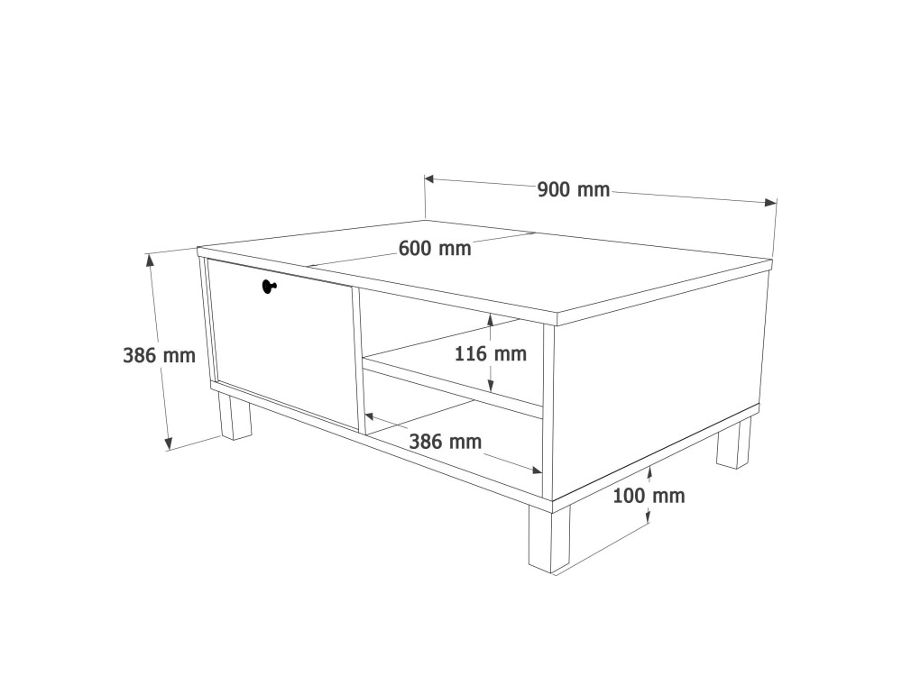 "Nord" Wooden Coffee Table - 90 x 60 x 38 cm - White