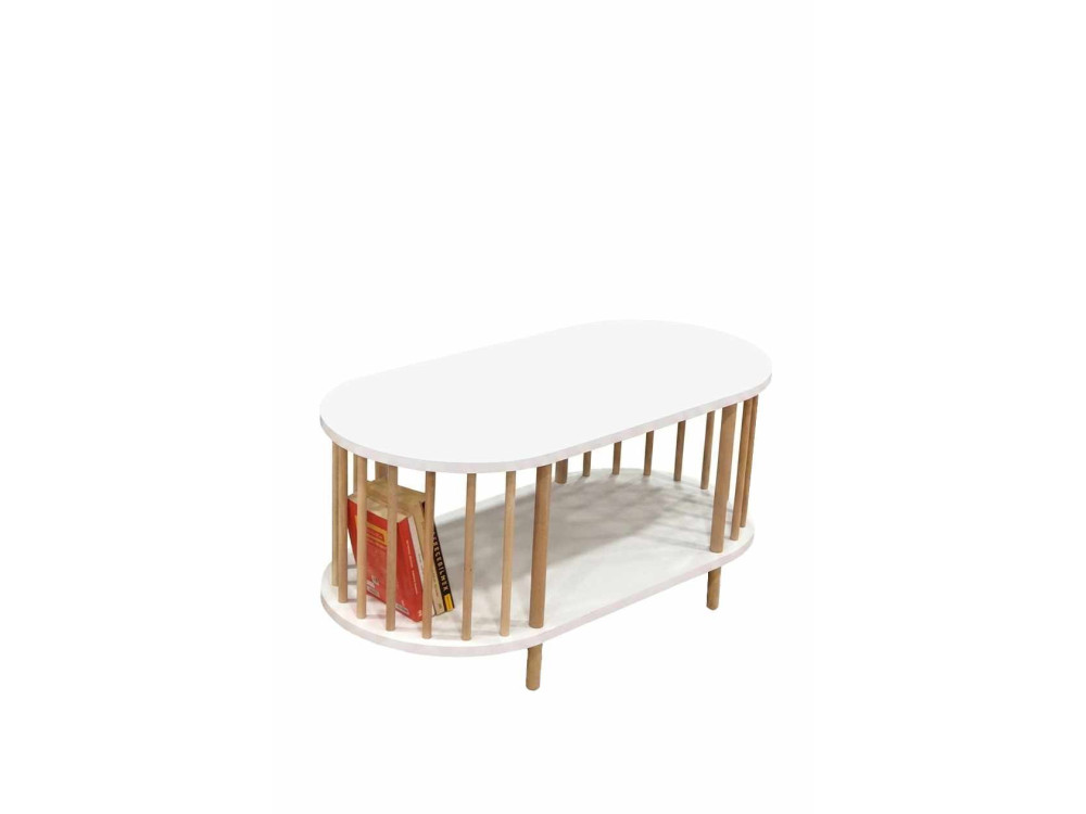 "Peka-0111" Wooden Coffee Table - 90 x 45 x 43 cm - White