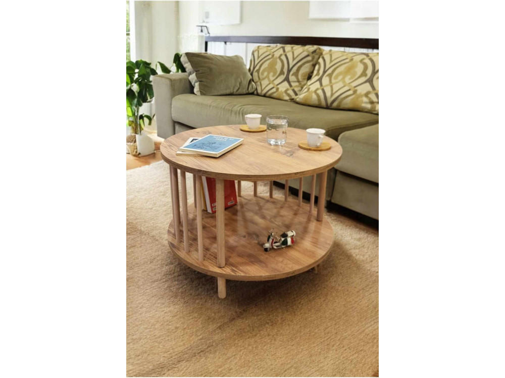 "Peka-0108" Wooden Coffee Table - 60 x 43 cm - Pine