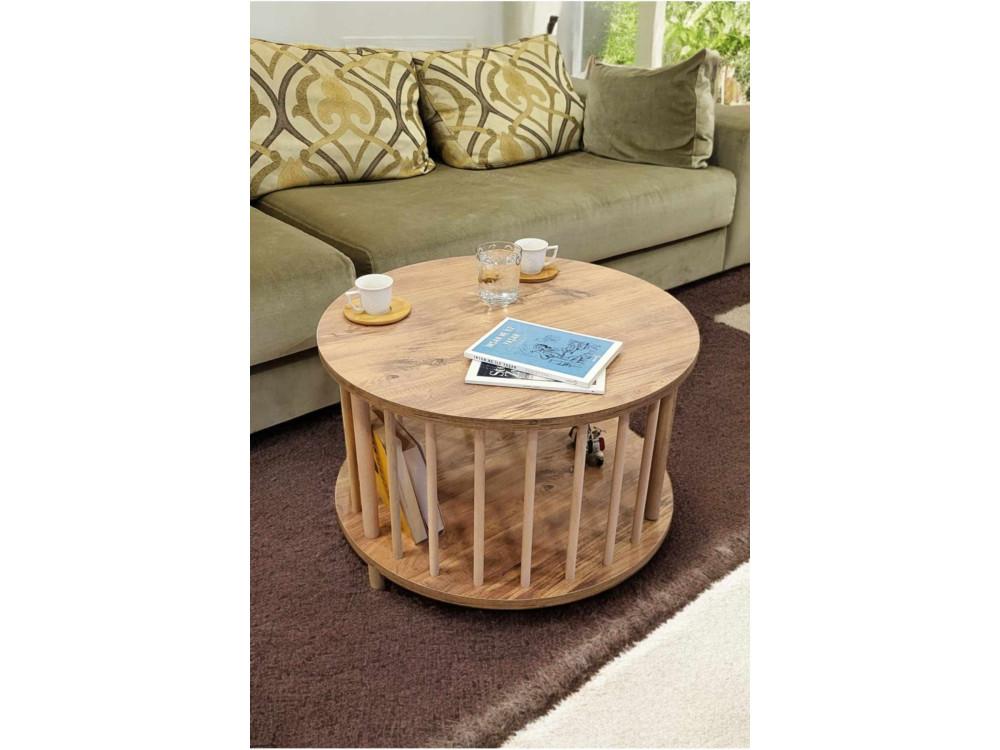 "Peka-0108" Wooden Coffee Table - 60 x 43 cm - Pine