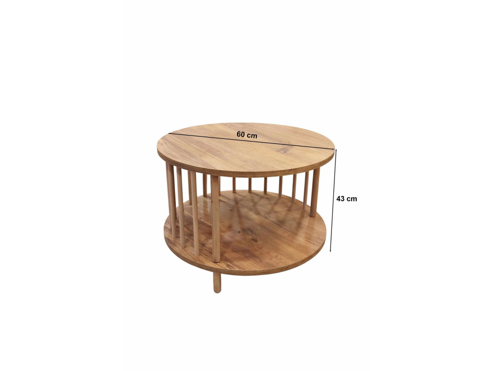 "Peka-0108" Wooden Coffee Table - 60 x 43 cm - Pine