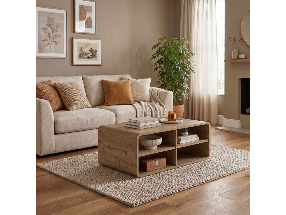 "ROVEL" Wooden Coffee Table - 80 x 50 x 32 cm - Natural