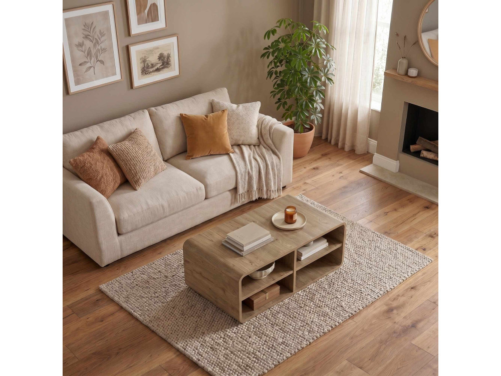 "ROVEL" Wooden Coffee Table - 80 x 50 x 32 cm - Natural