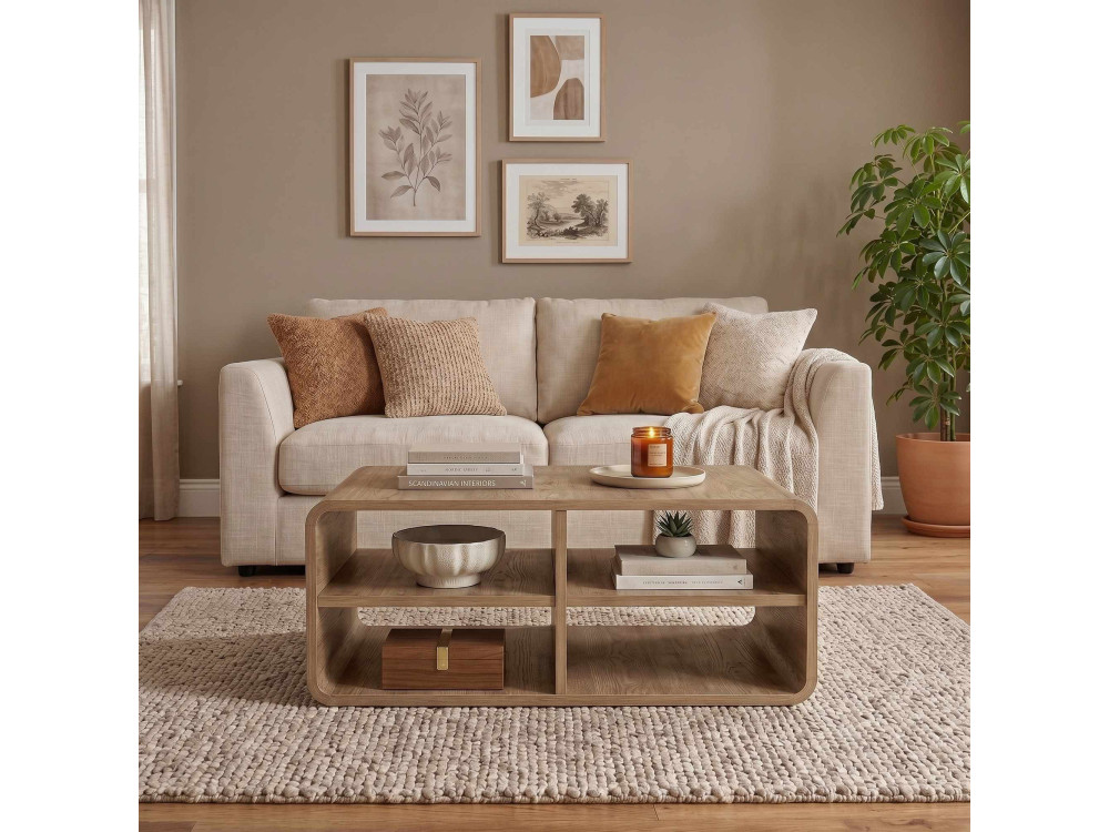 "ROVEL" Wooden Coffee Table - 80 x 50 x 32 cm - Natural