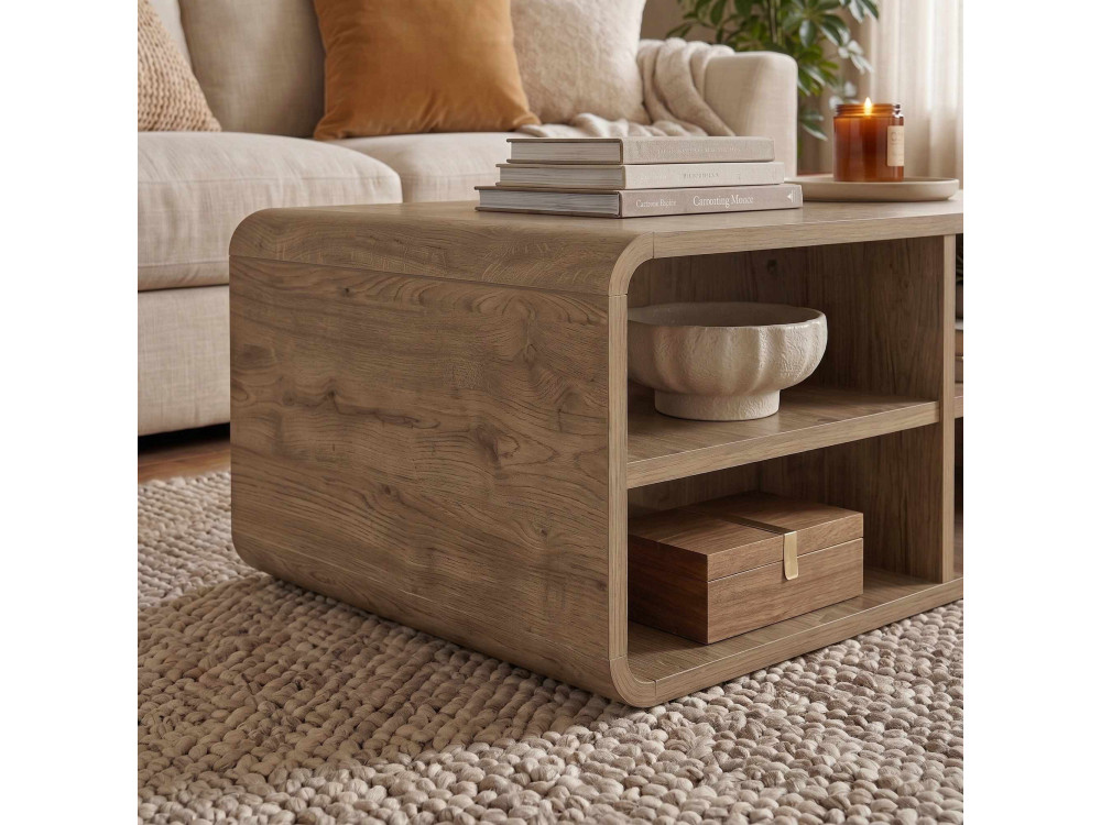 "ROVEL" Wooden Coffee Table - 80 x 50 x 32 cm - Natural