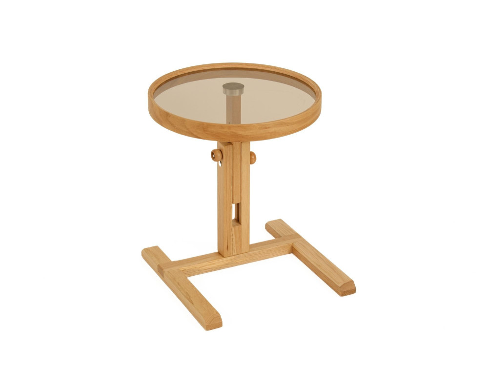 "Opus Yuvarlak 40" Wooden Side Table - 40 x 40 x 57 cm - Oak