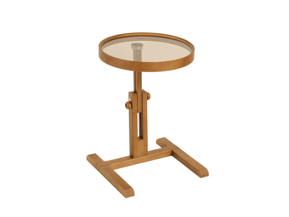 "Opus Yuvarlak 40" Wooden Side Table - 40 x 40 x 57 cm - Walnut