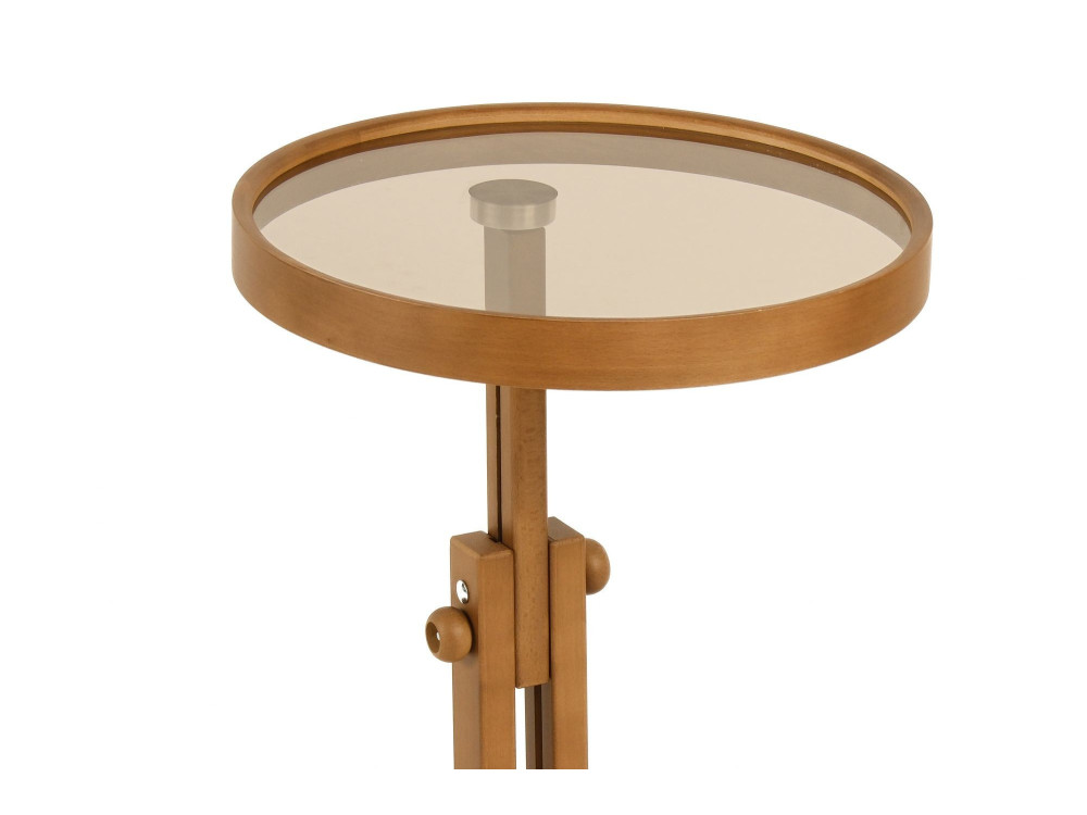 "Opus Yuvarlak 40" Wooden Side Table - 40 x 40 x 57 cm - Walnut