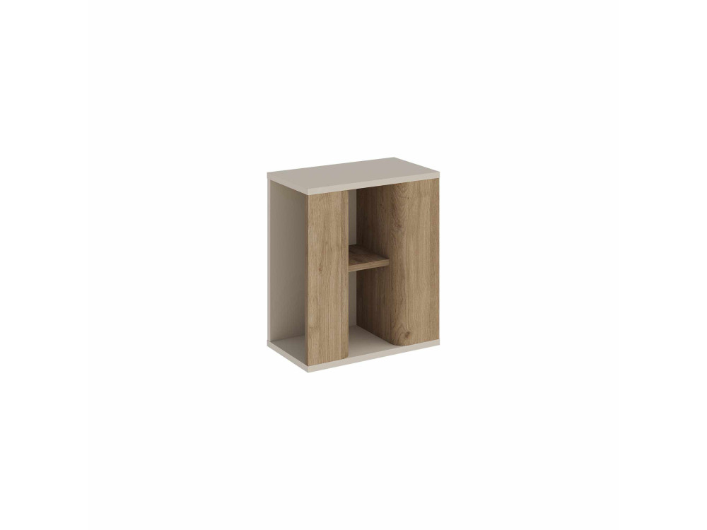 "VENTRO" Wooden Side Table - 45 x 25 x 51 cm - Natural / Stoneware