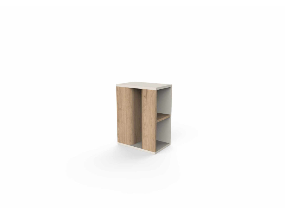 "VENTRO" Wooden Side Table - 45 x 25 x 51 cm - Natural / Stoneware