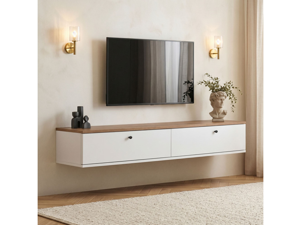 "Ligne 160" Wooden TV Stand - 160 x 25 x 25 cm - White