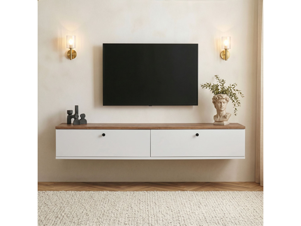 "Ligne 160" Wooden TV Stand - 160 x 25 x 25 cm - White