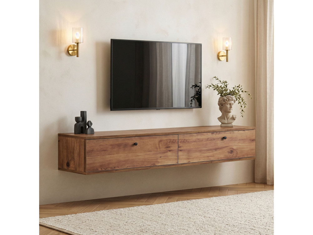 "Ligne 160" Wooden TV Stand - 160 x 25 x 25 cm - Beige