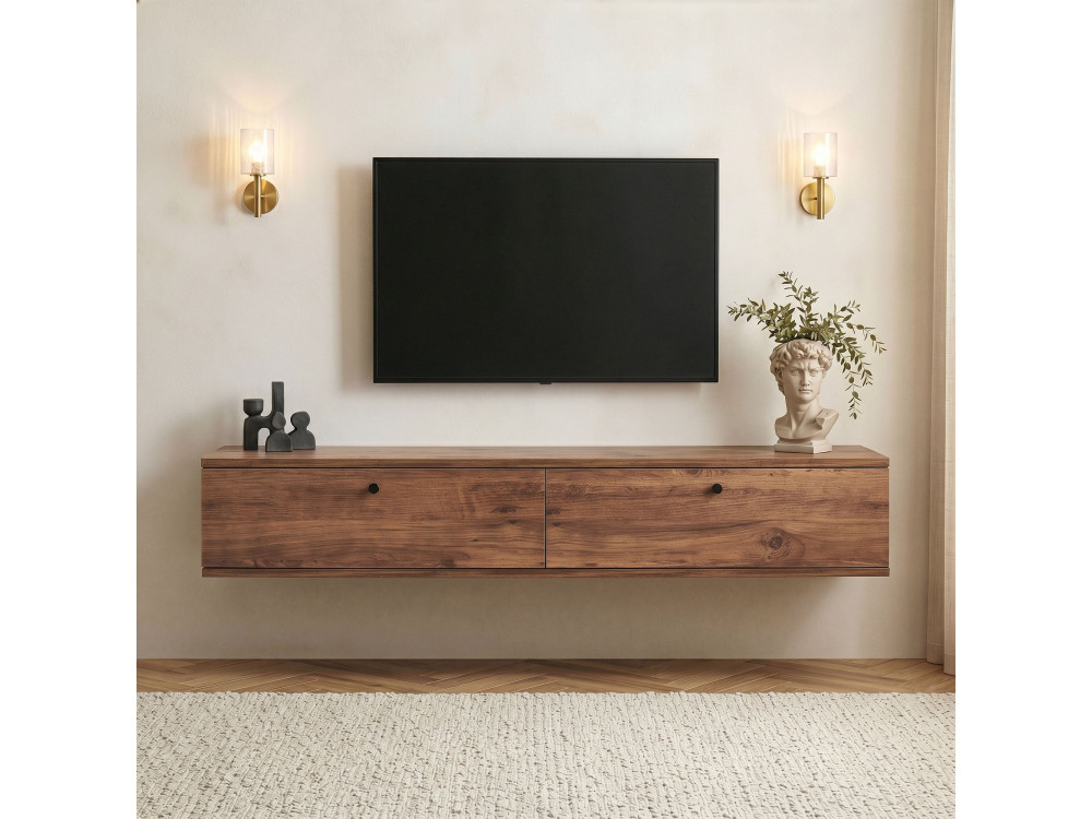 "Ligne 160" Wooden TV Stand - 160 x 25 x 25 cm - Beige