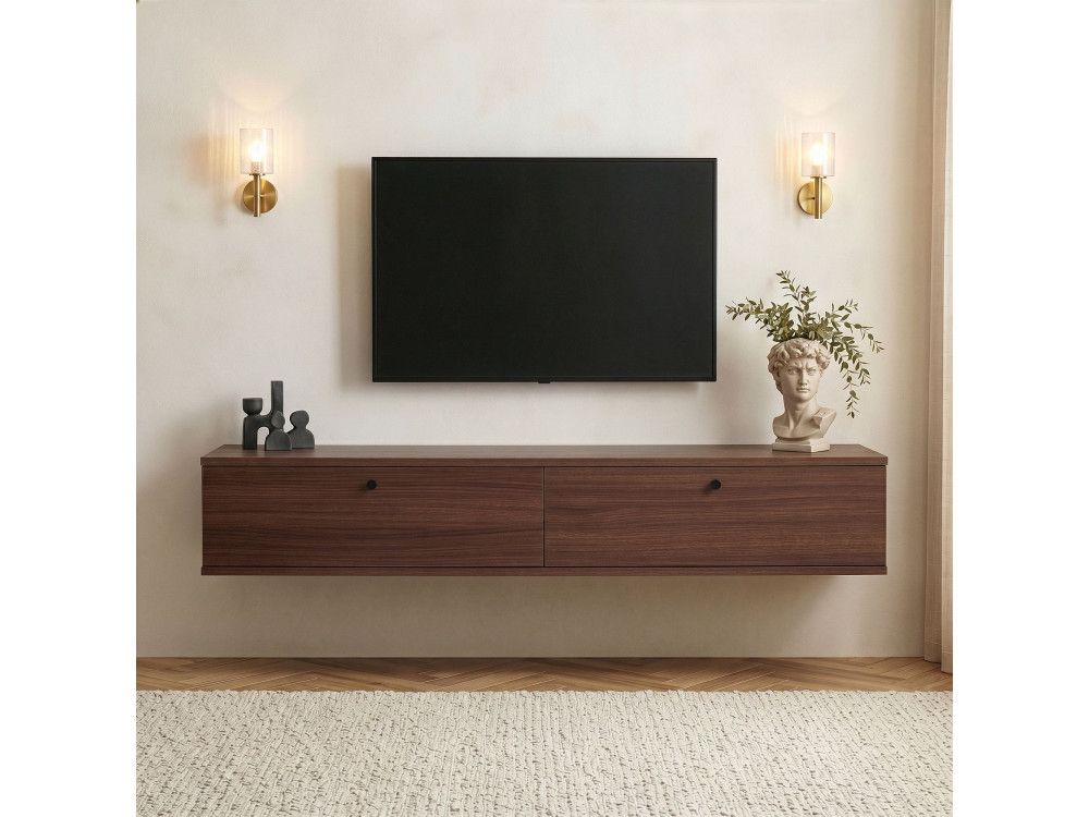 "Ligne 160" Wooden TV Stand - 160 x 25 x 25 cm - Walnut