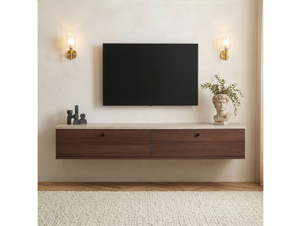 "Ligne 160" Wooden TV Stand - 160 x 25 x 25 cm - Brown