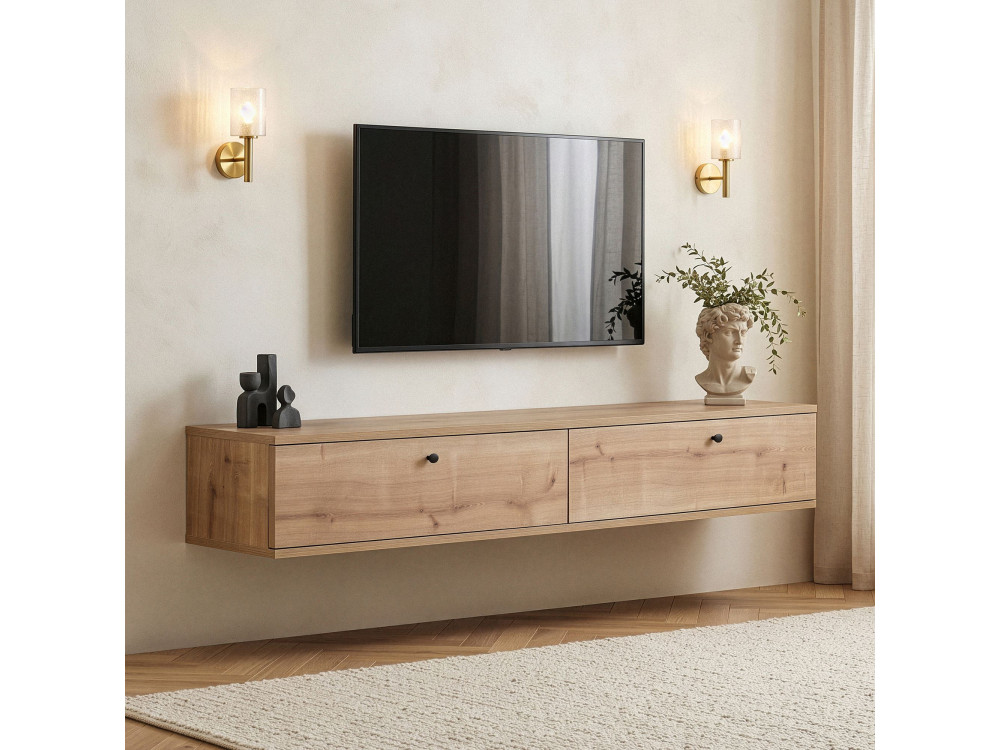 "Ligne 160" Wooden TV Stand - 160 x 25 x 25 cm - Oak