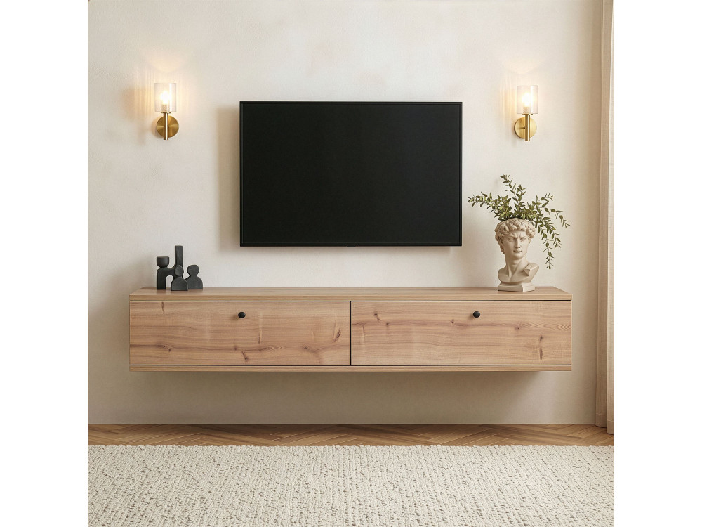 "Ligne 160" Wooden TV Stand - 160 x 25 x 25 cm - Oak