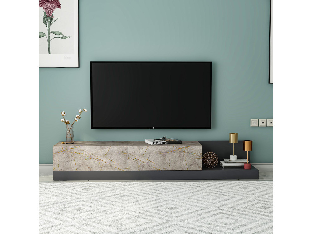 "Major" Wooden TV Stand - 180 x 37 x 30 cm - Anthracite