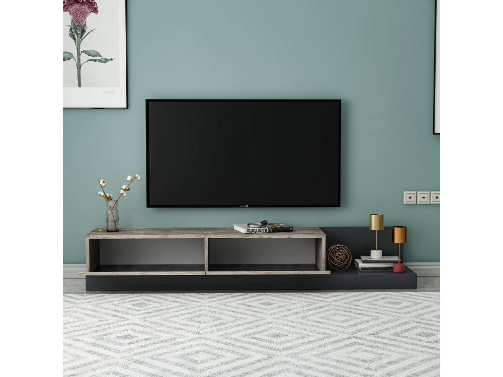"Major" Wooden TV Stand - 180 x 37 x 30 cm - Anthracite